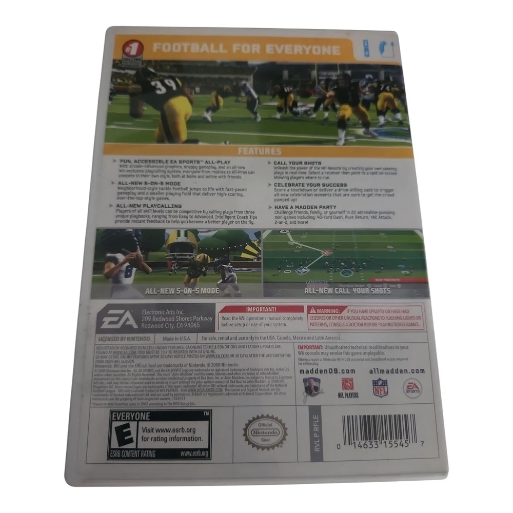 Madden NFL 09 All-Play (Nintendo Wii) Complete Brett Favre Cover